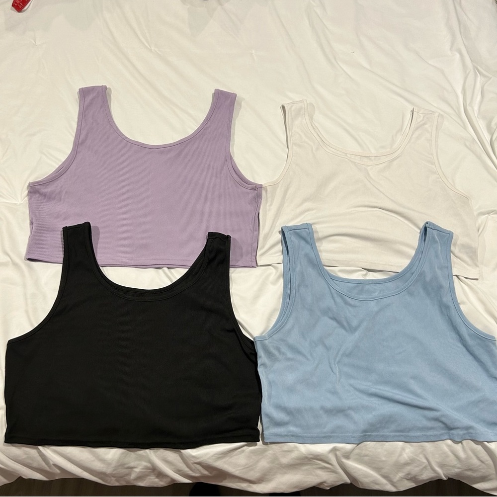 SHEIN cropped ribbed tank bundle of 4